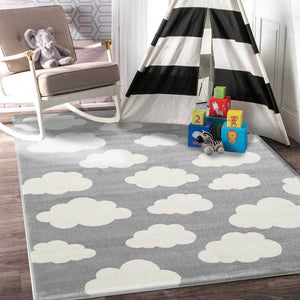 Piccolo Grey White Cloud Kids Rug - Floorsome - Kids