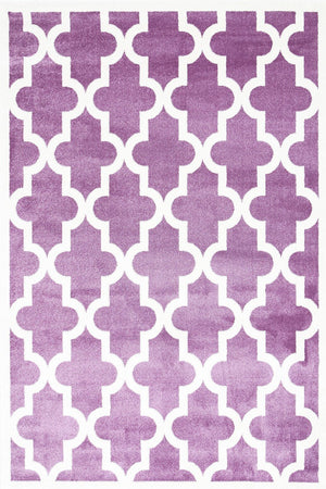 Piccolo Violet Pink and White Lattice Pattern Kids Rug - Floorsome - Kids