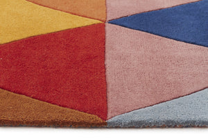 Prism Designer Wool Runner Rug Rust Blue Navy - Floorsome - Modern