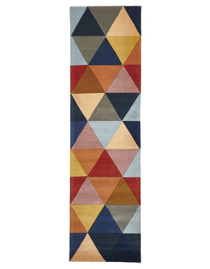 Prism Designer Wool Runner Rug Rust Blue Navy - Floorsome - Modern