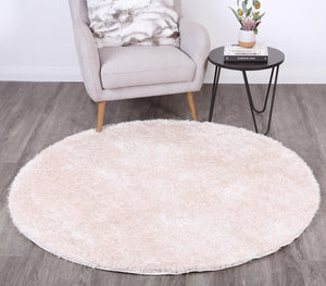 Puffy Soft Shag Round Rug Ivory - Floorsome - Shag