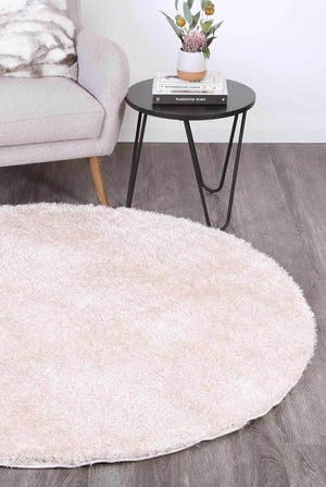 Puffy Soft Shag Round Rug Ivory - Floorsome - Shag