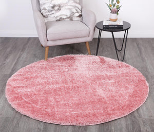 Puffy Soft Shag Round Rug Pink - Floorsome - Shag