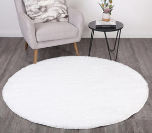 Puffy Soft Shag Round Rug White - Floorsome - Shaggy