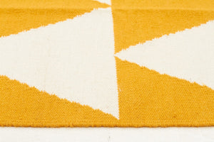 Pyramid Flat Weave Runner Rug Yellow - Floorsome - Modern