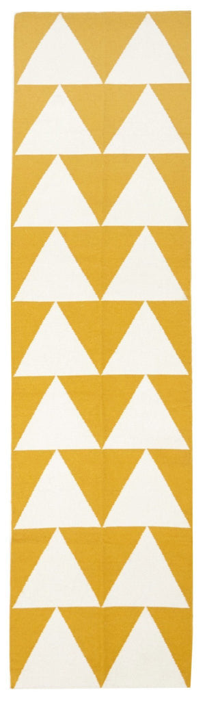 Pyramid Flat Weave Runner Rug Yellow - Floorsome - Modern