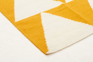 Pyramid Flat Weave Runner Rug Yellow - Floorsome - Modern