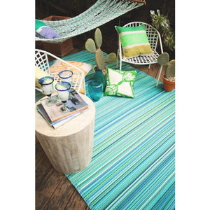 Recycled Plastic Outdoor Rug - Cancun Aqua - Floorsome - Outdoor Rugs