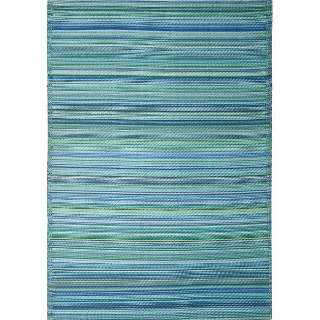 Recycled Plastic Outdoor Rug- Cancun Aqua