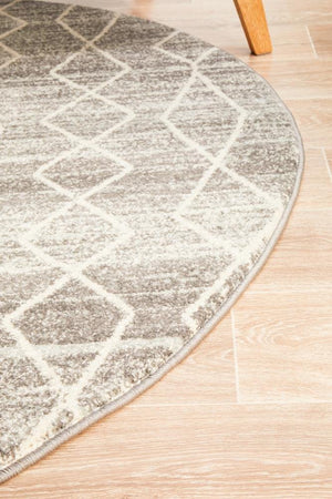 Remy Silver Transitional Round Rug - Floorsome - Modern