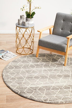 Remy Silver Transitional Round Rug - Floorsome - Modern