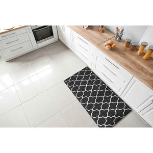 Renaissance Black & Grey Soft Padded Trellis Kitchen Mat - Floorsome - Kitchen Mat