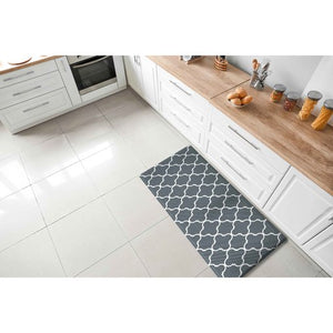 Renaissance Black & Grey Soft Padded Trellis Kitchen Mat - Floorsome - Kitchen Mat