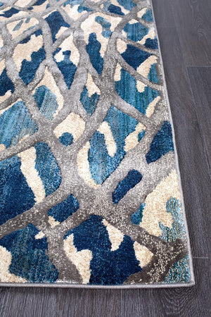 Ropes Modern Blue Runner Rug - Floorsome - Modern