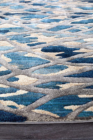 Ropes Modern Blue Runner Rug - Floorsome - Modern