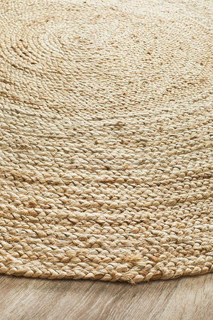 Round Jute Natural Rug - Floorsome - Natural