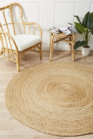 Round Jute Natural Rug - Floorsome - Natural