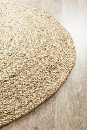 Round Jute Natural Rug - Floorsome - Natural