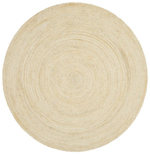 Round Jute Natural Rug Bleached - Floorsome - Natural