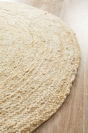 Round Jute Natural Rug Bleached - Floorsome - Natural