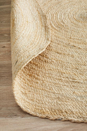 Round Jute Natural Rug Bleached - Floorsome - Natural