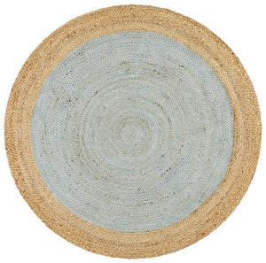 Round Jute Natural Rug Blue - Floorsome - Natural