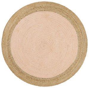 Round Jute Natural Rug Pink - Floorsome - Natural