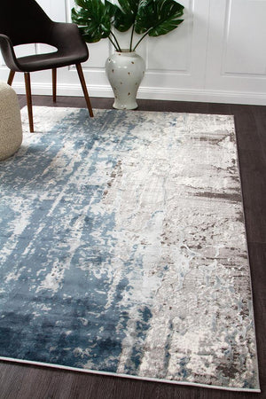 Roxana Distressed Timeless Rug Blue Grey White - Floorsome - Modern