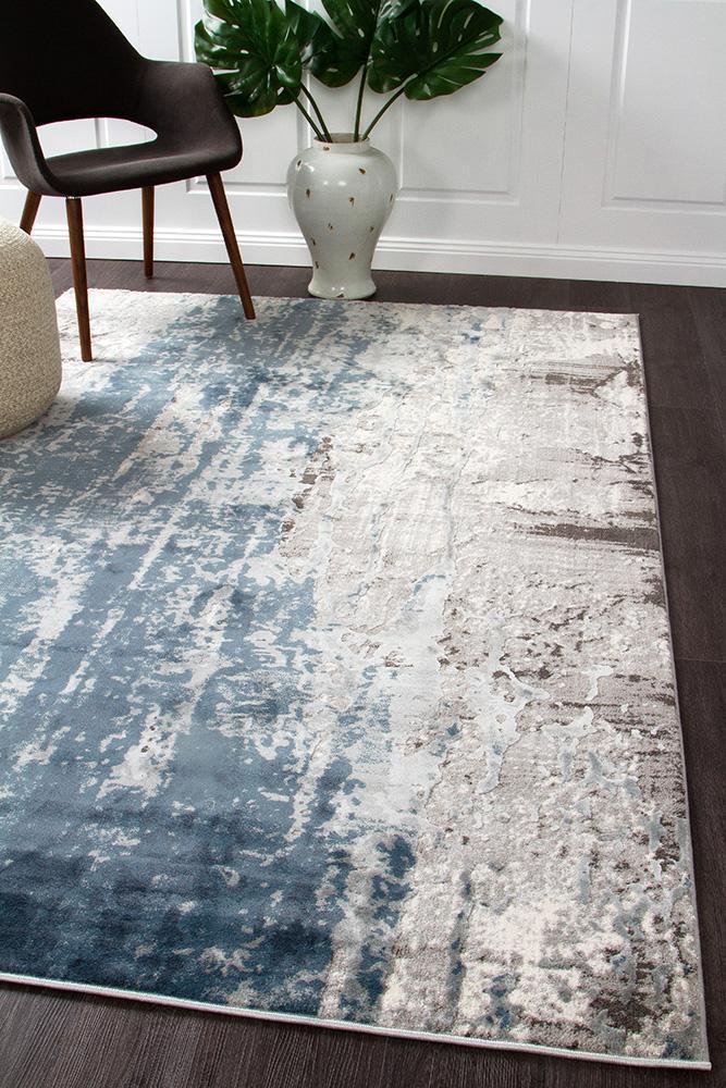 Roxana Distressed Timeless Rug Blue Grey White