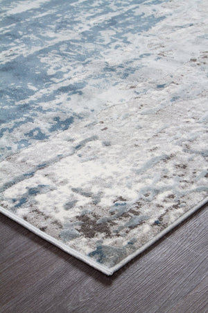 Roxana Distressed Timeless Rug Blue Grey White - Floorsome - Modern