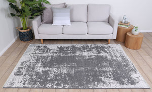 Rustic Vintage Abstract 2 in 1 Reversible Rug Grey - Floorsome - Modern