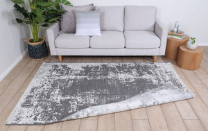 Rustic Vintage Abstract 2 in 1 Reversible Rug Grey - Floorsome - Modern