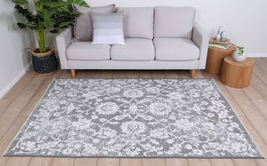 Rustic Vintage Classic 2 in 1 Reversible Rug Grey - Floorsome - Modern