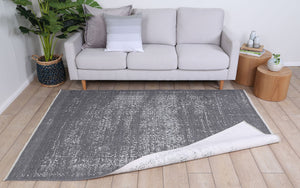 Rustic Vintage Distressed 2 in 1 Reversible Rug Grey - Floorsome - Modern