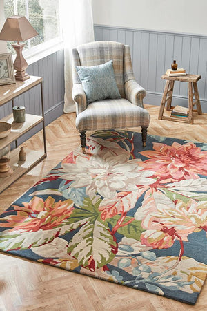 Sanderson Dahlia & Rosehip Teal 050608 Designer Rug - Floorsome - Designer 2020