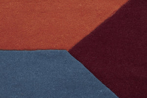 Sandy Designer Wool Round Rug Rust Blue Navy - Floorsome - Modern