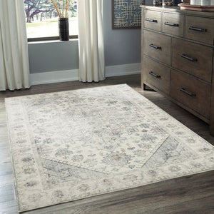 Santiago Grey Traditional Machine Washable Rug - Floorsome - Modern