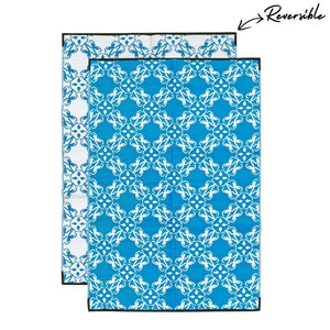 SANTORINI Recycled Plastic Mat, Blue & White 1.8x2.7m - Floorsome - Outdoor Rugs