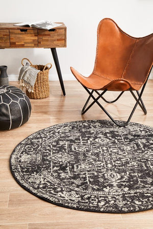 Scape Charcoal Transitional Round Rug - Floorsome - Modern