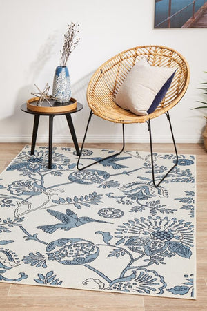 Seaside Birds White Indoor Outdoor Rug - Floorsome - SEASIDE COLLECTION