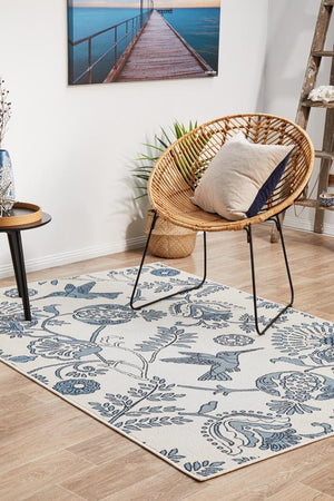 Seaside Birds White Indoor Outdoor Rug - Floorsome - SEASIDE COLLECTION