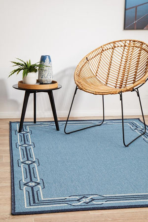 Seaside Border Blue Indoor Outdoor Rug - Floorsome - SEASIDE COLLECTION