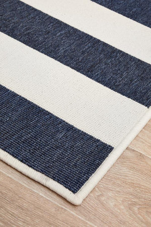 Seaside Stripes Navy White Indoor Outdoor Rug - Floorsome - SEASIDE COLLECTION