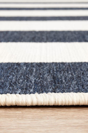 Seaside Stripes Navy White Indoor Outdoor Rug - Floorsome - SEASIDE COLLECTION