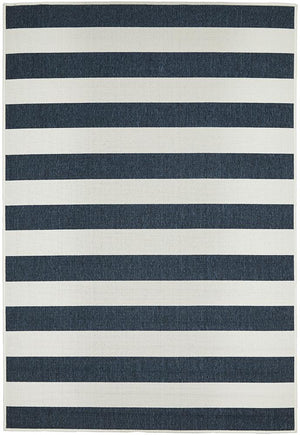 Seaside Stripes Navy White Indoor Outdoor Rug - Floorsome - SEASIDE COLLECTION