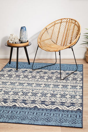 Seaside White Blue Indoor Outdoor Rug - Floorsome - SEASIDE COLLECTION