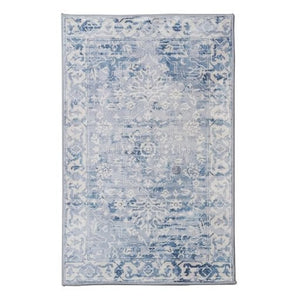 Shay Blue Traditional Distressed Machine Washable Rug - Floorsome - Modern