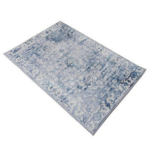 Shay Blue Traditional Distressed Machine Washable Rug - Floorsome - Modern