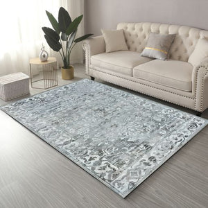 Shay Grey Traditional Distressed Machine Washable Rug - Floorsome - Modern