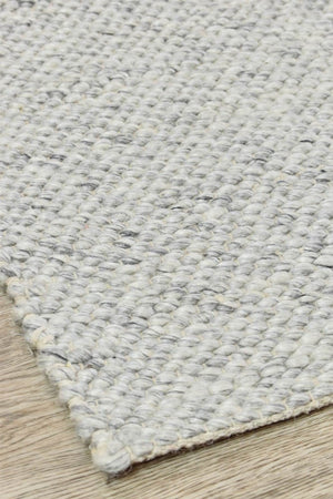 Sibley Ivory Silver Wool Rug - Floorsome - FLATWEAVE